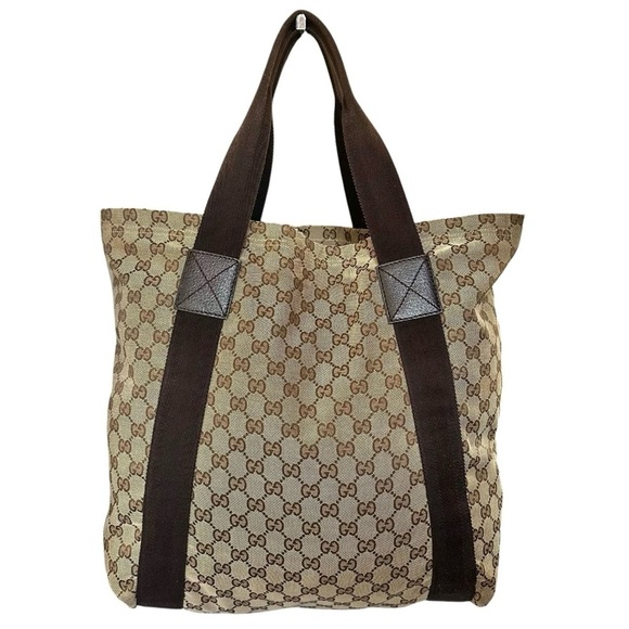 Gucci Vintage GG Canvas Tan & Brown Tote Bag - Picture 3 of 11